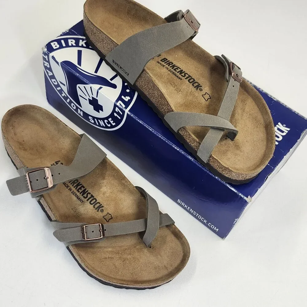 Birkenstock Mayari Stone Sandals Mens Size 10 New in Box Buckle Comfort Slides